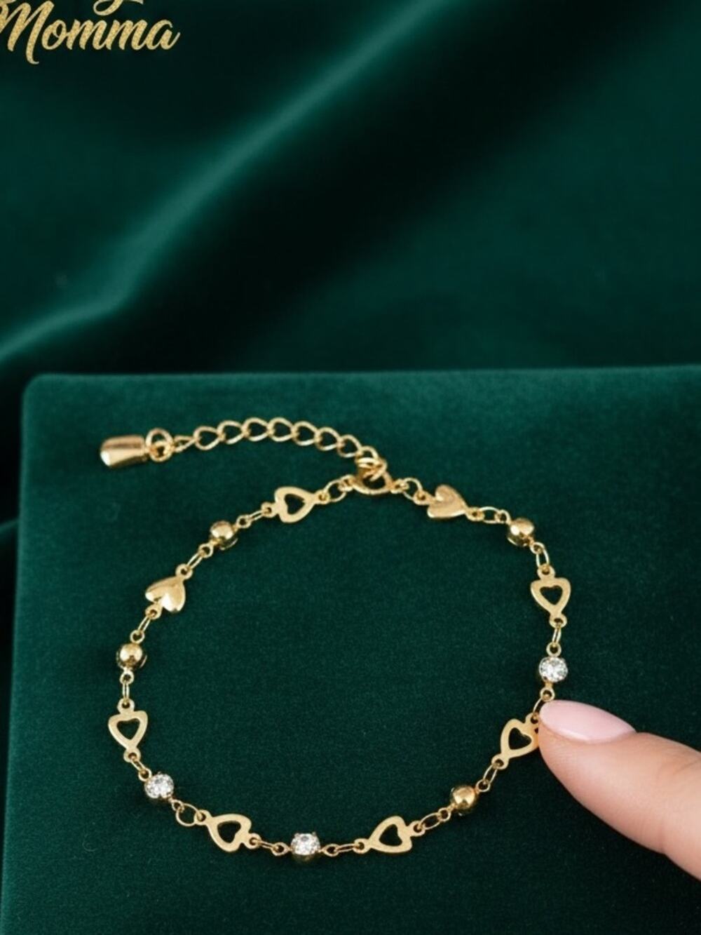 Gold Plated Heart Charm Bracelet